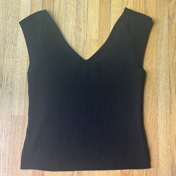Mara Hoffman Ribbed Black Celine V-Neck Top - Picture 3 of 6